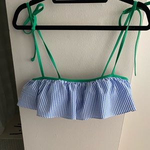 J. Crew Ruffle Seersucker Bikini Top
